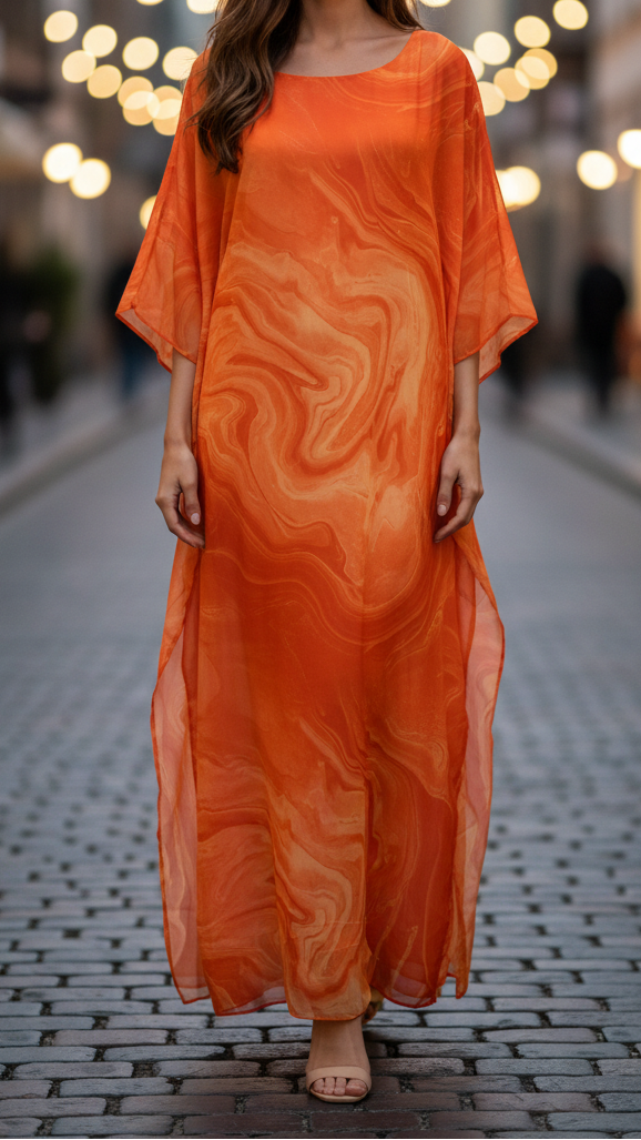 Aura | Robe Maxi en Chiffon pour Femme, Manches Papillon, Formelle