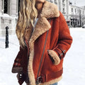 Hannah | Veste d'hiver pour femmes en daim avec doublure en agneau et détails de biker
