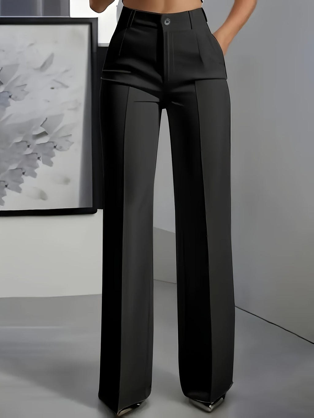 Pantalon taille haute pour femmes avec taille élastique