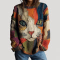Marlene | Pull en tricot à motif de chat coloré pour femmes