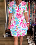 Federica™ - Robe à manches courtes avec imprimé floral