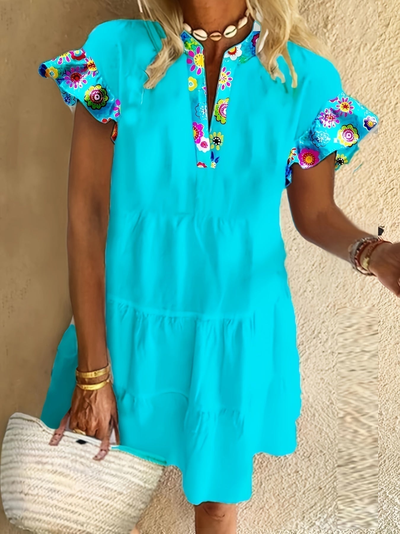 Danielle | Robe Mini à Manches Volantes Bohème pour Femmes