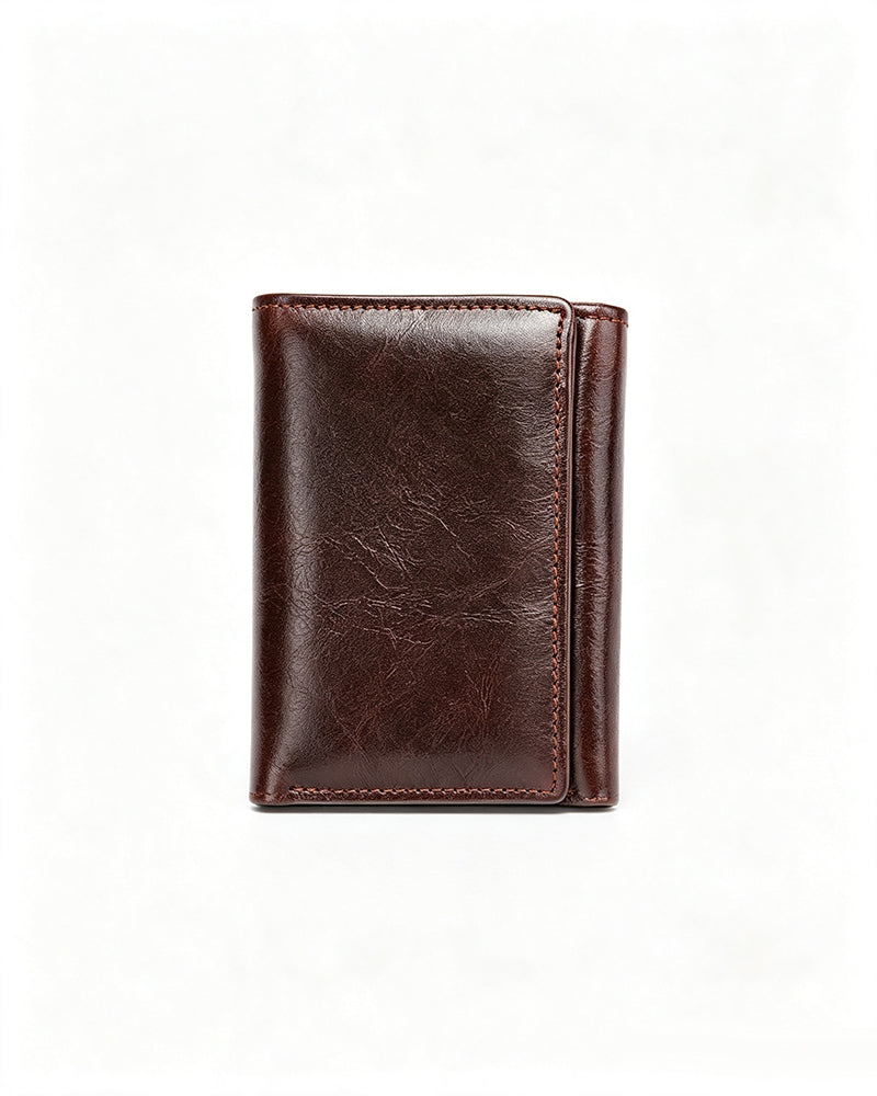 Portefeuille Homme En Cuir De Vache Huilé-Ciré Authentique Avec RFID