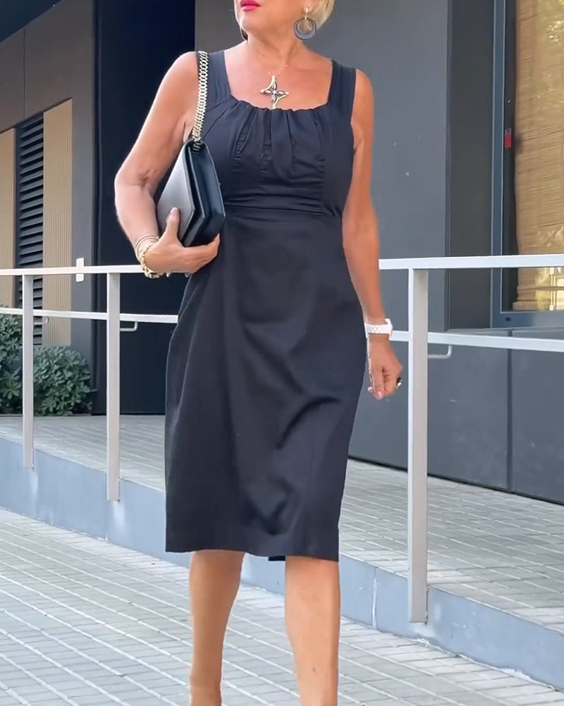 Robe Col Carré Uni