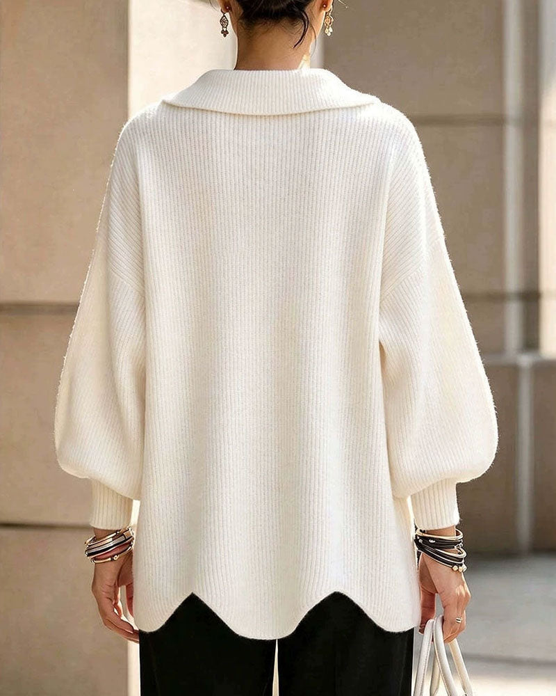 Pull à col en couleur unie