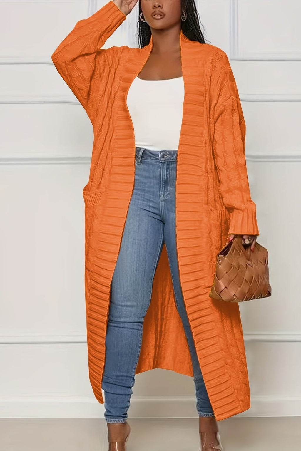 Cardigan Femme Long | Décolleté en V & Structure Côtelée