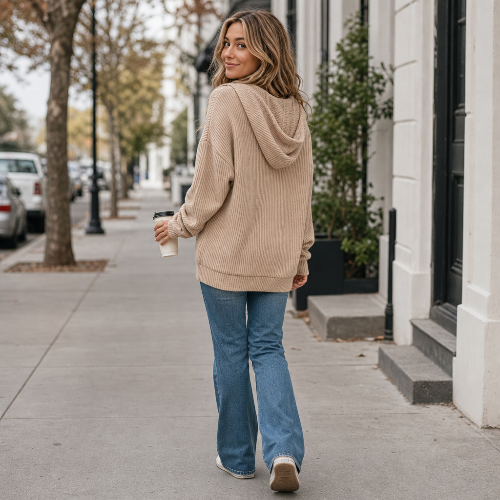 Sofia | Pull en tricot confortable et polyvalent avec capuche