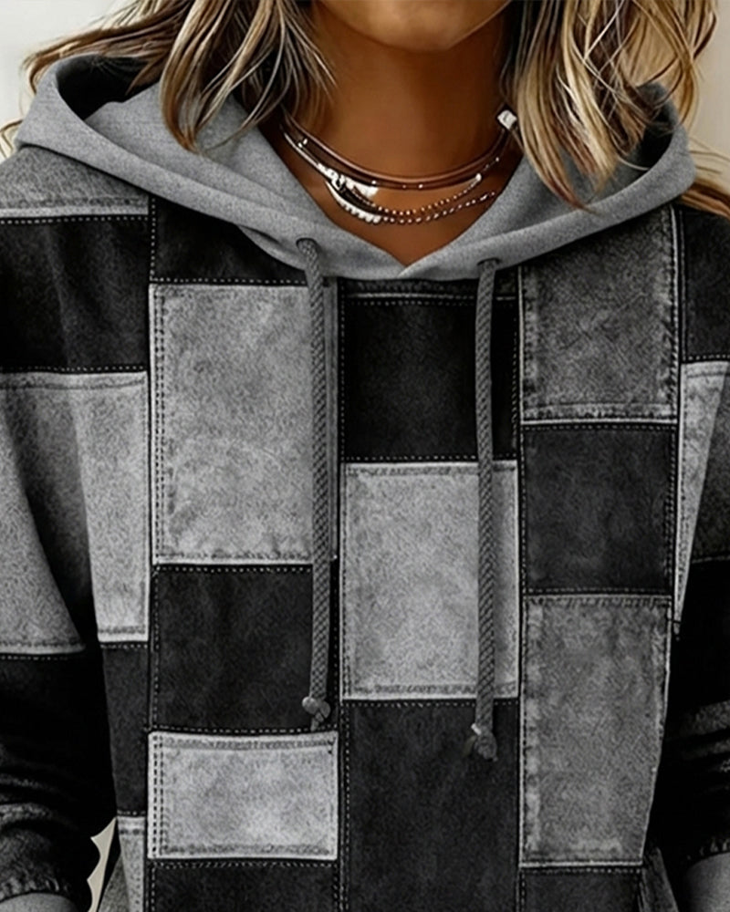 Hoodie à carreaux à manches longues