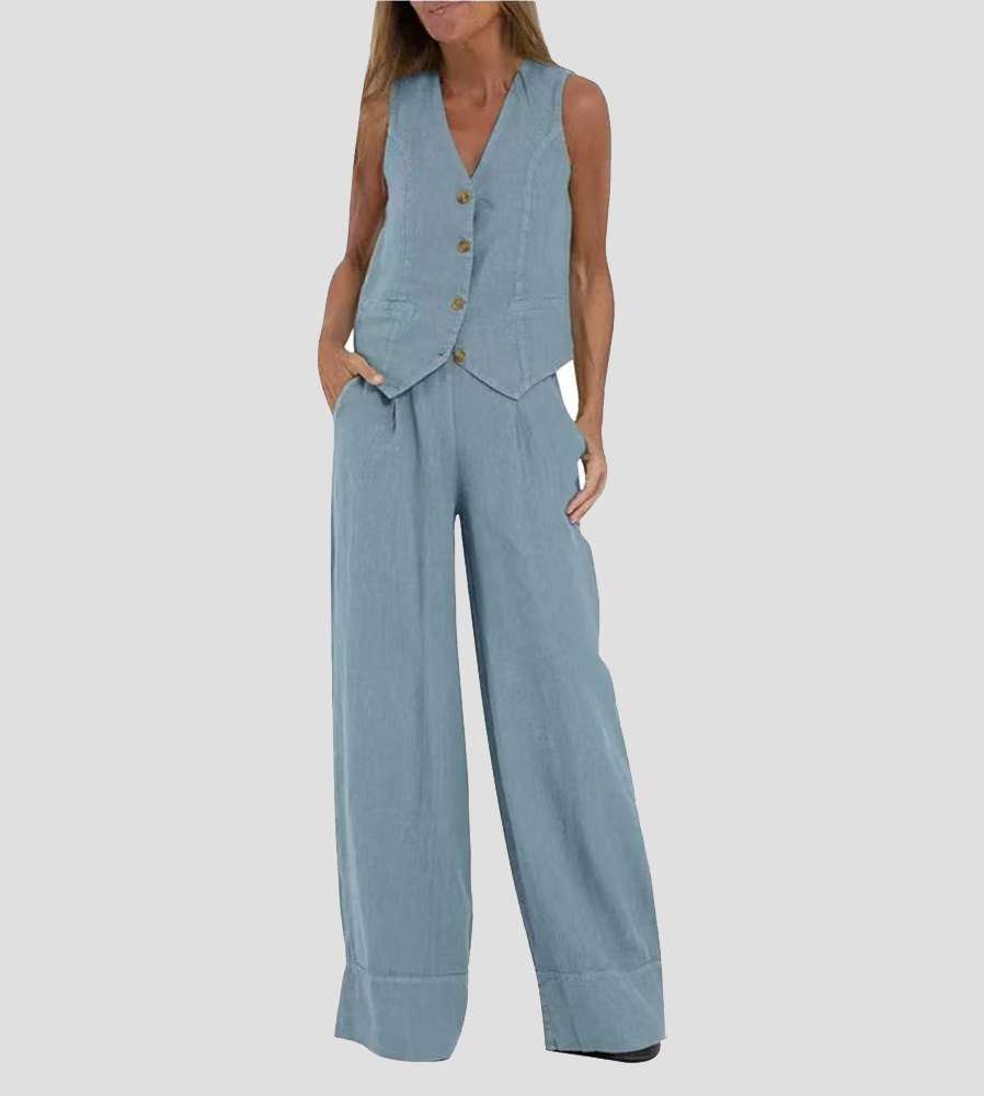 Aira™ - Ensemble gilet à boutons et pantalon ample