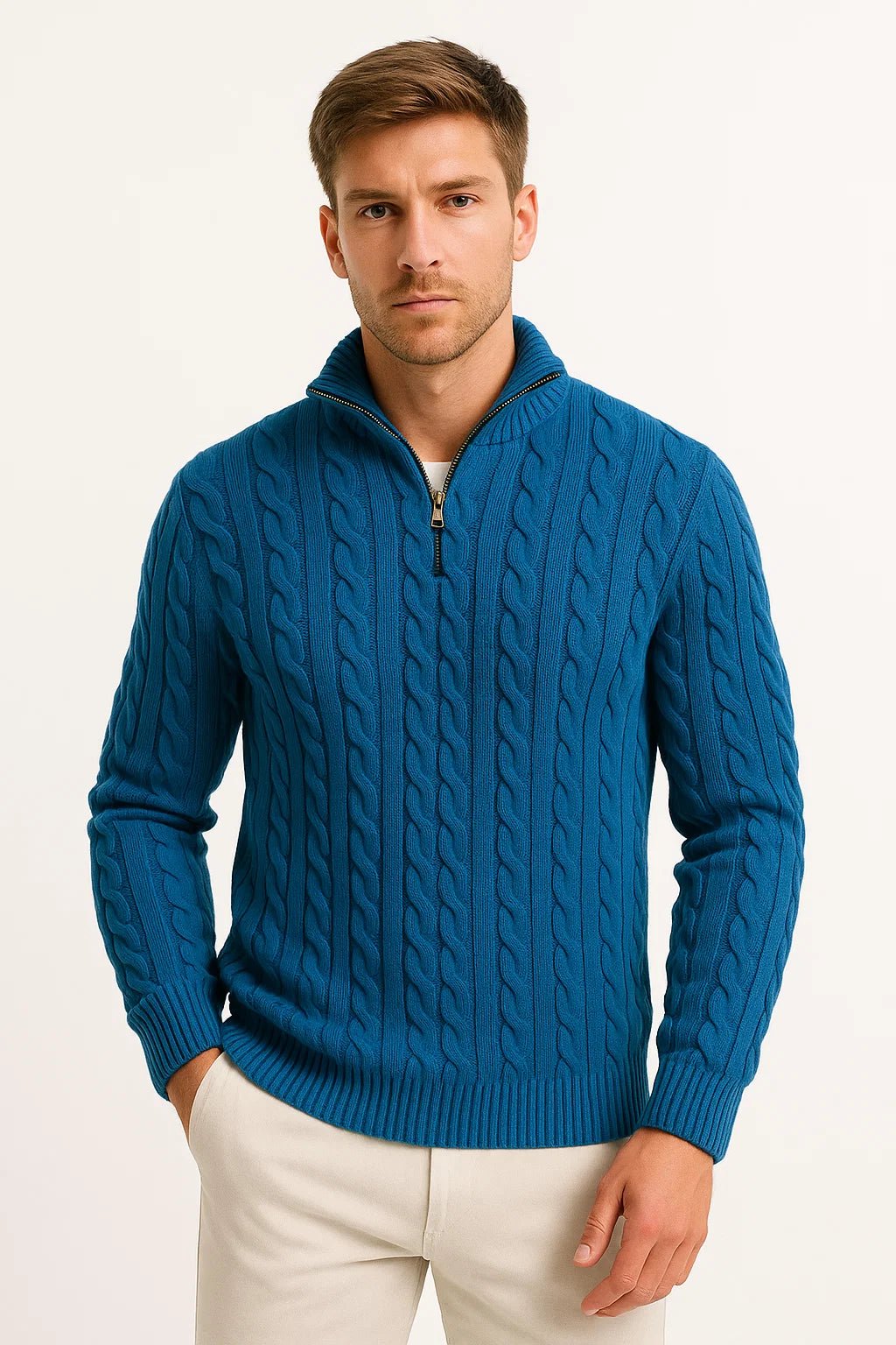 Henrik | Pull en Tricot Classique avec Zip Quart