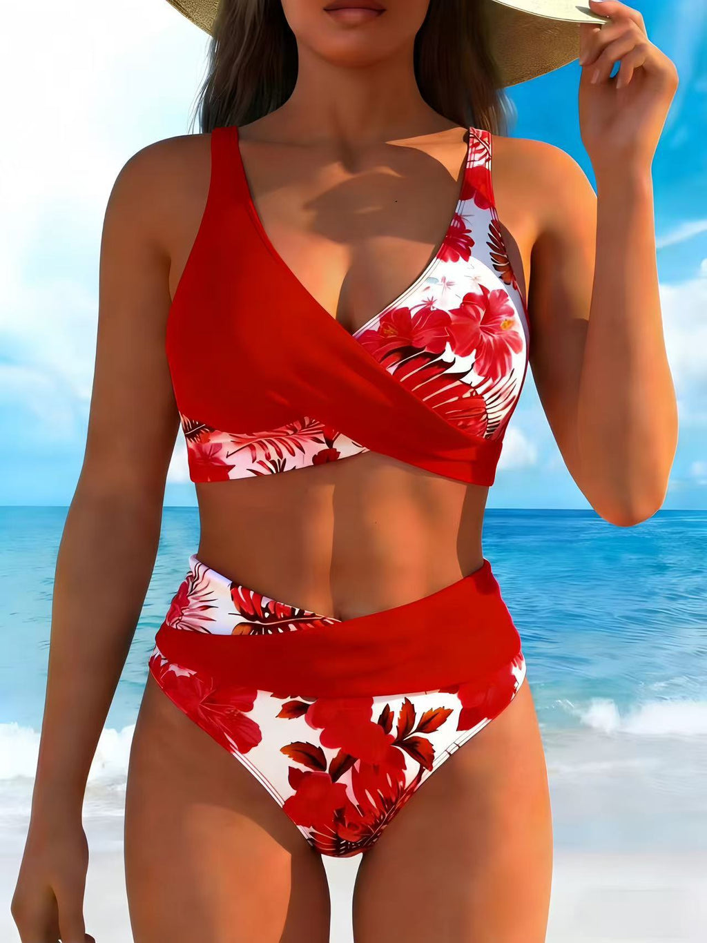 Barisol | Ensemble de bikini fleuri avec haut enveloppant de soutien