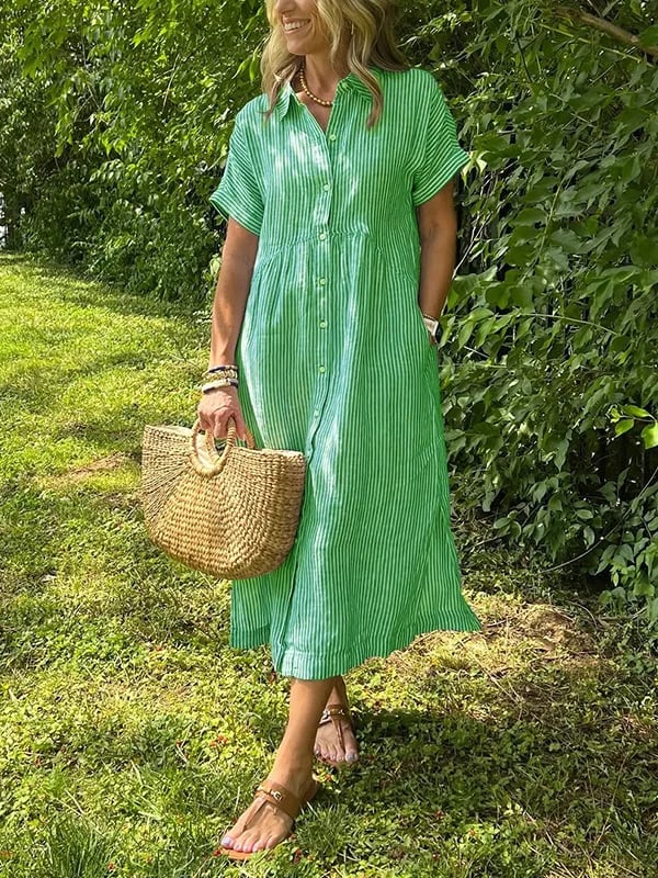 Gwen™ - Robe chemise rayée