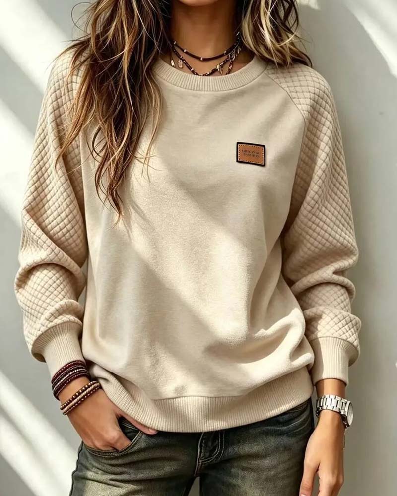 Pull en sweat à col rond avec manches raglan en argyle