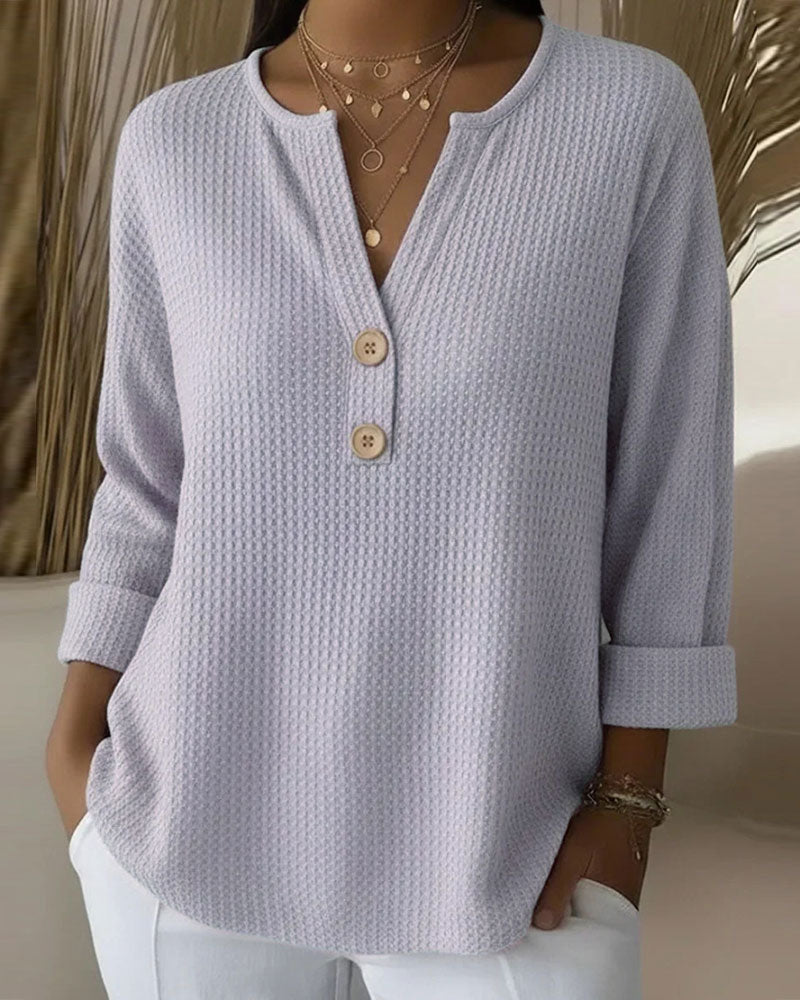 Haut Femme Waffle Col V