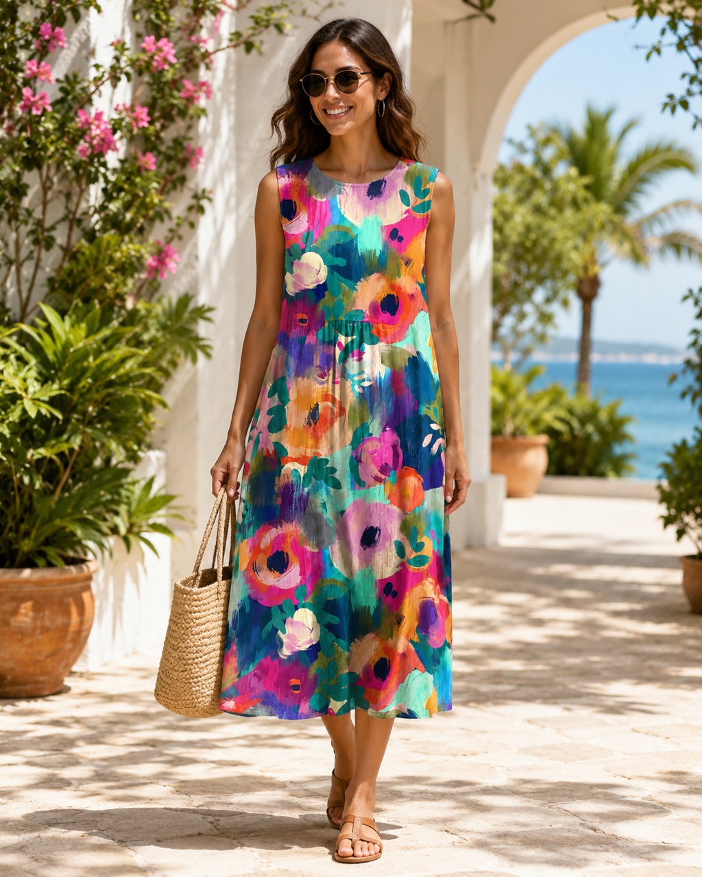 Callie™ – Robe sans manches élégante avec motif floral