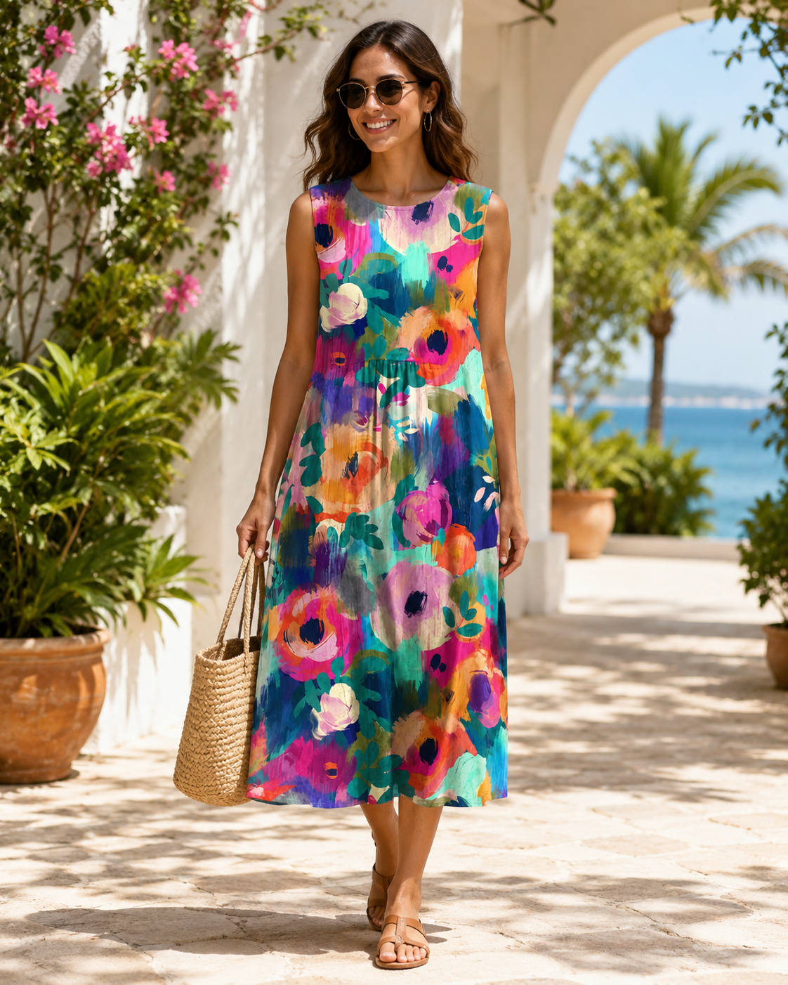 Callie™ – Robe sans manches élégante avec motif floral