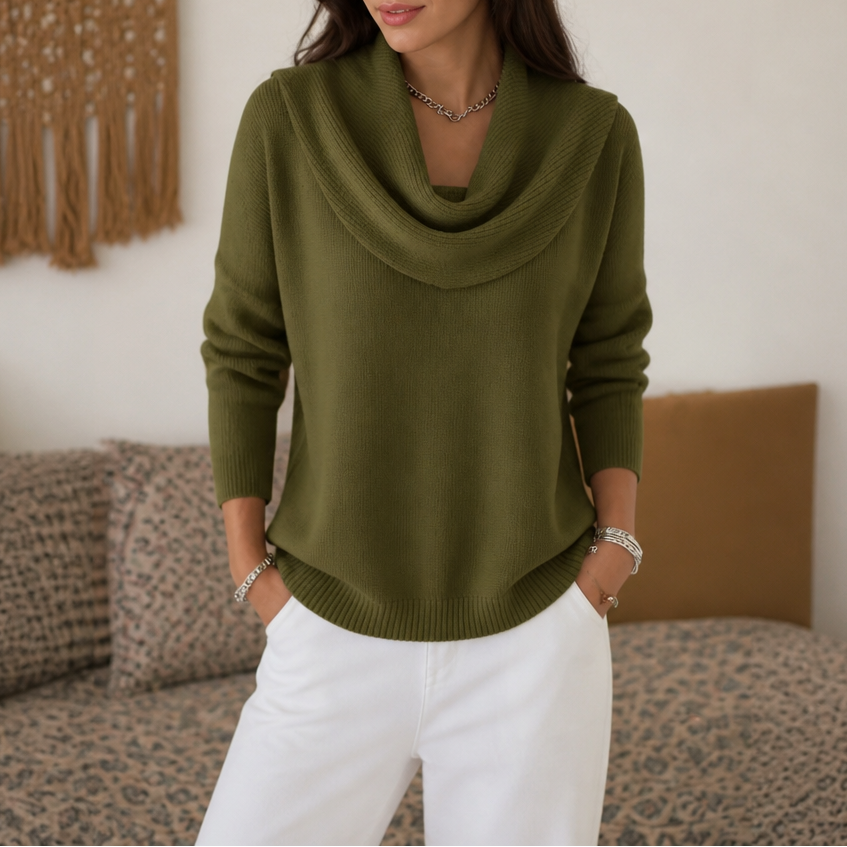 Isabelle | Pull en Tricot Élégant et Féminin avec Décolleté Drapé