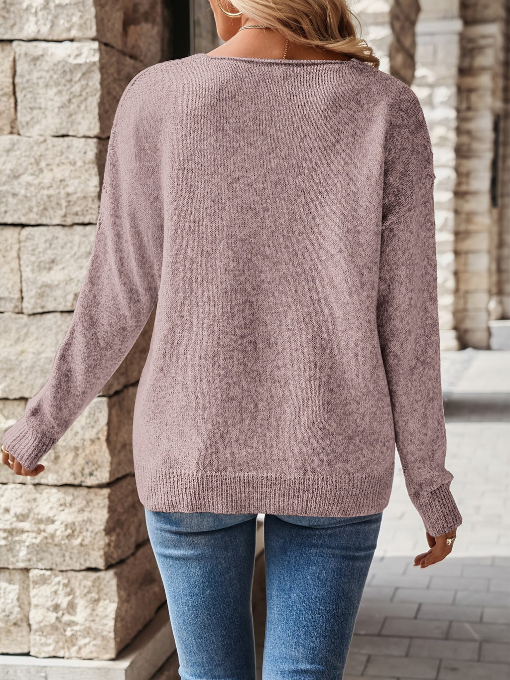 Fiona - Pull en V à Maille Fines et Raffinées