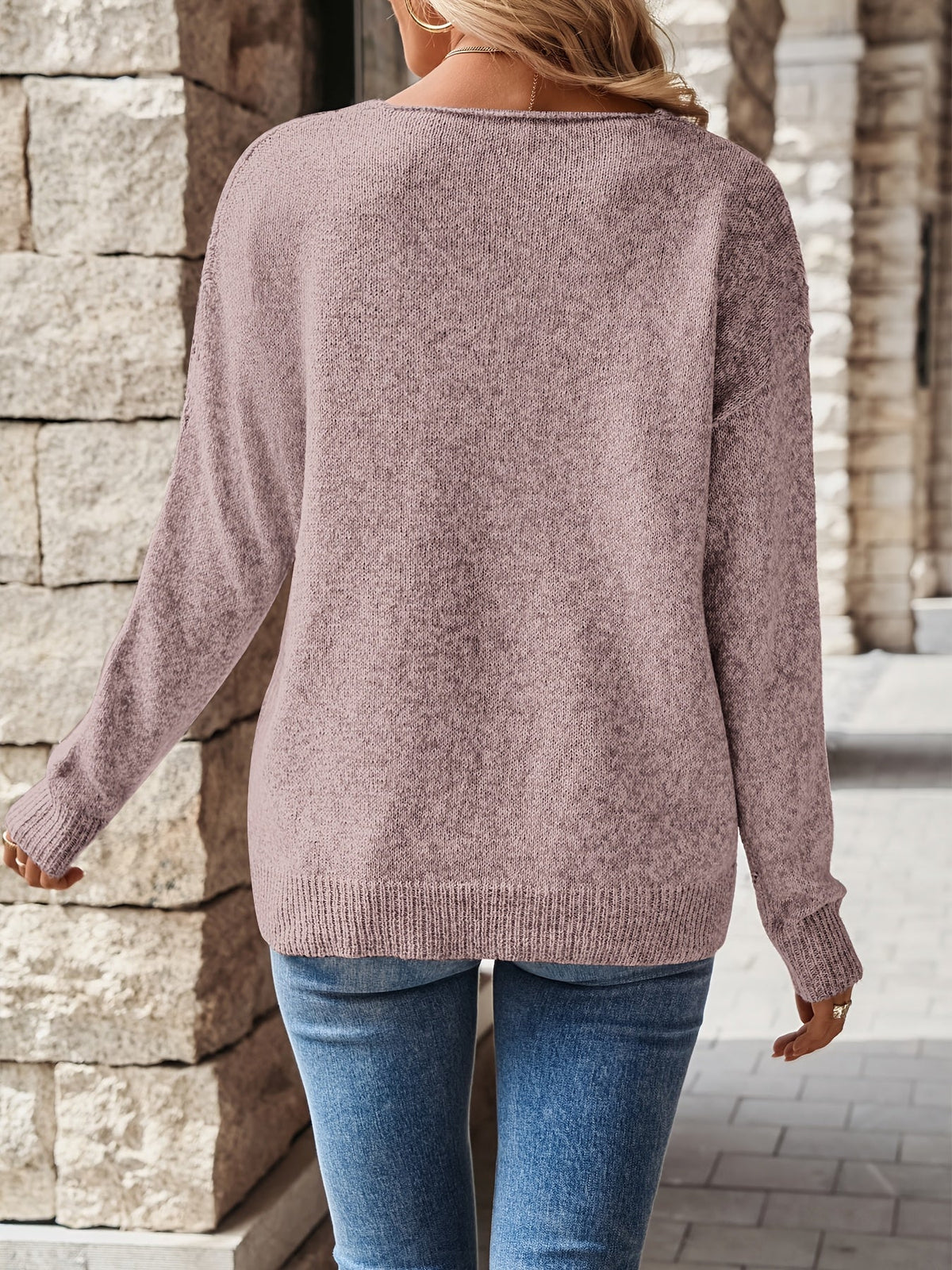 Fiona - Pull en V à Maille Fines et Raffinées