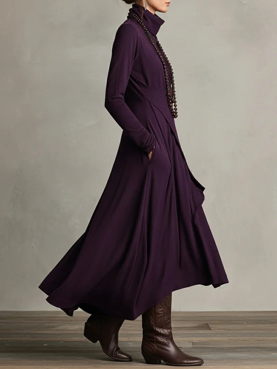 Elise | Robe maxi élégante à col roulé asymétrique