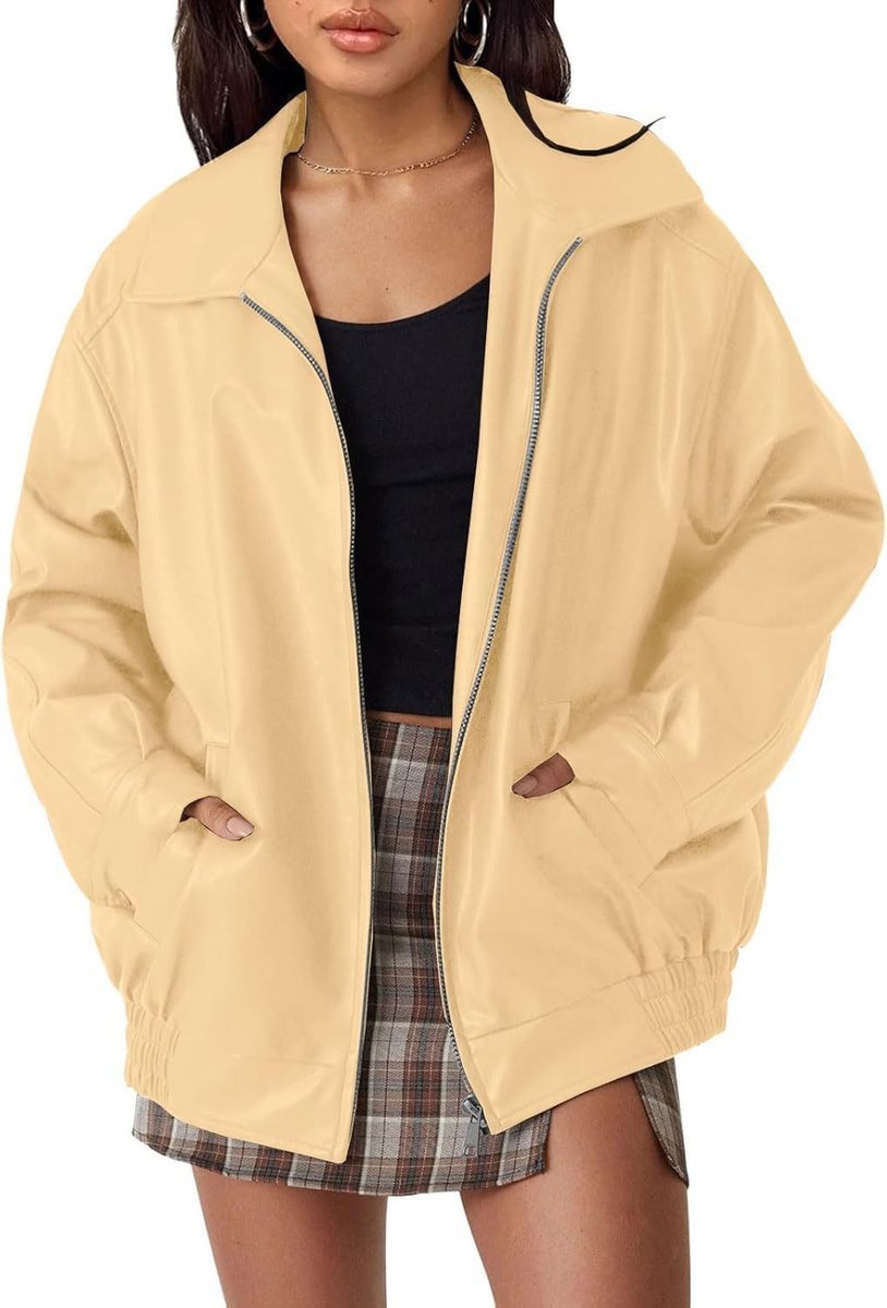 Caroline | Veste en cuir oversize pour femmes, décontractée et moderne