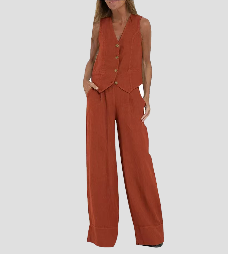 Aira™ - Ensemble gilet à boutons et pantalon ample