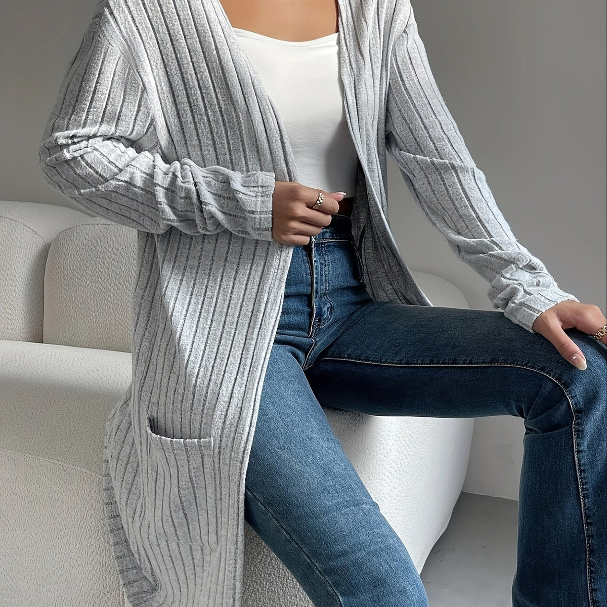 Lenora | Cardigan ouvert à côtes