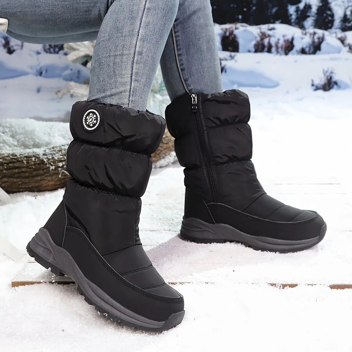 Snavie | Bottes d'hiver pour femmes à tige mi-haute