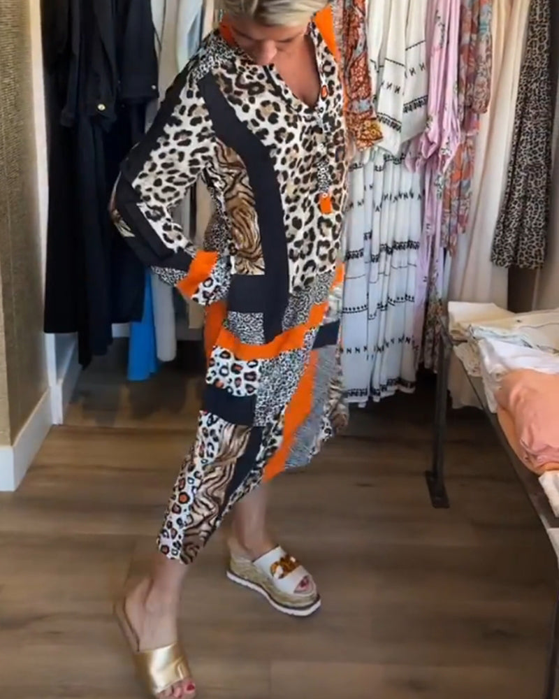 Robe à imprimé géométrique léopard
