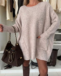 Pull à col rond avec poche, pull ample
