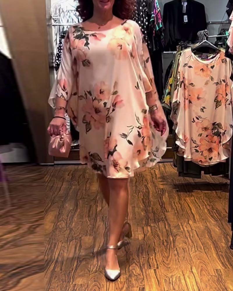 Robe à Manches Chauve-Souris Imprimée