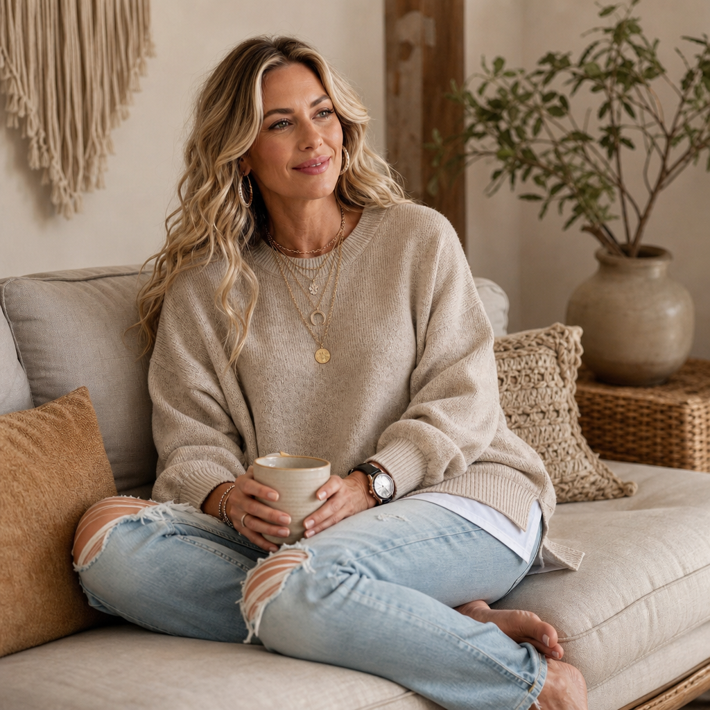 Selina | Pull en Tricot Décontracté et Doux avec Manches Volumineuses