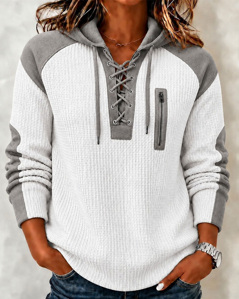 Hoodie à lacets en color block
