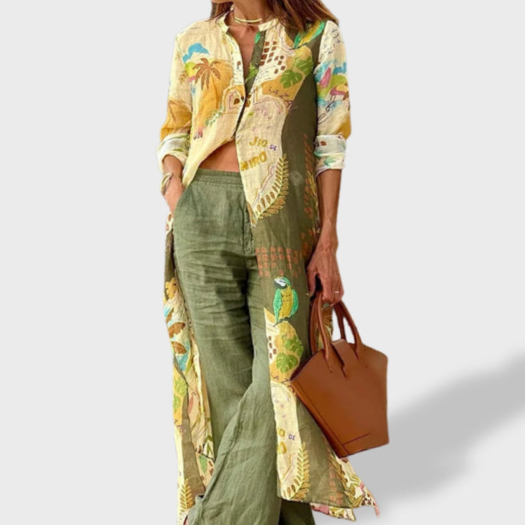Ines | Ensemble féminin deux pièces avec chemise et pantalon large
