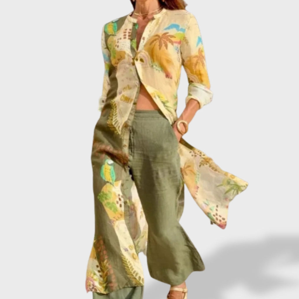 Ines | Ensemble féminin deux pièces avec chemise et pantalon large