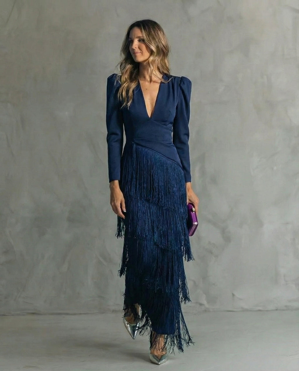 Esmeralda | Robe Maxi à Franges à Col V pour Femmes