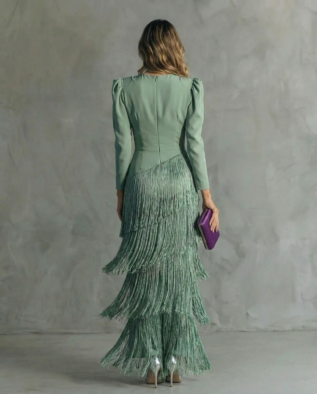 Esmeralda | Robe Maxi à Franges à Col V pour Femmes