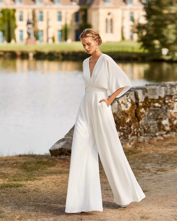 Esmeralda | Combinaison Femme à Col V et Jambes Larges