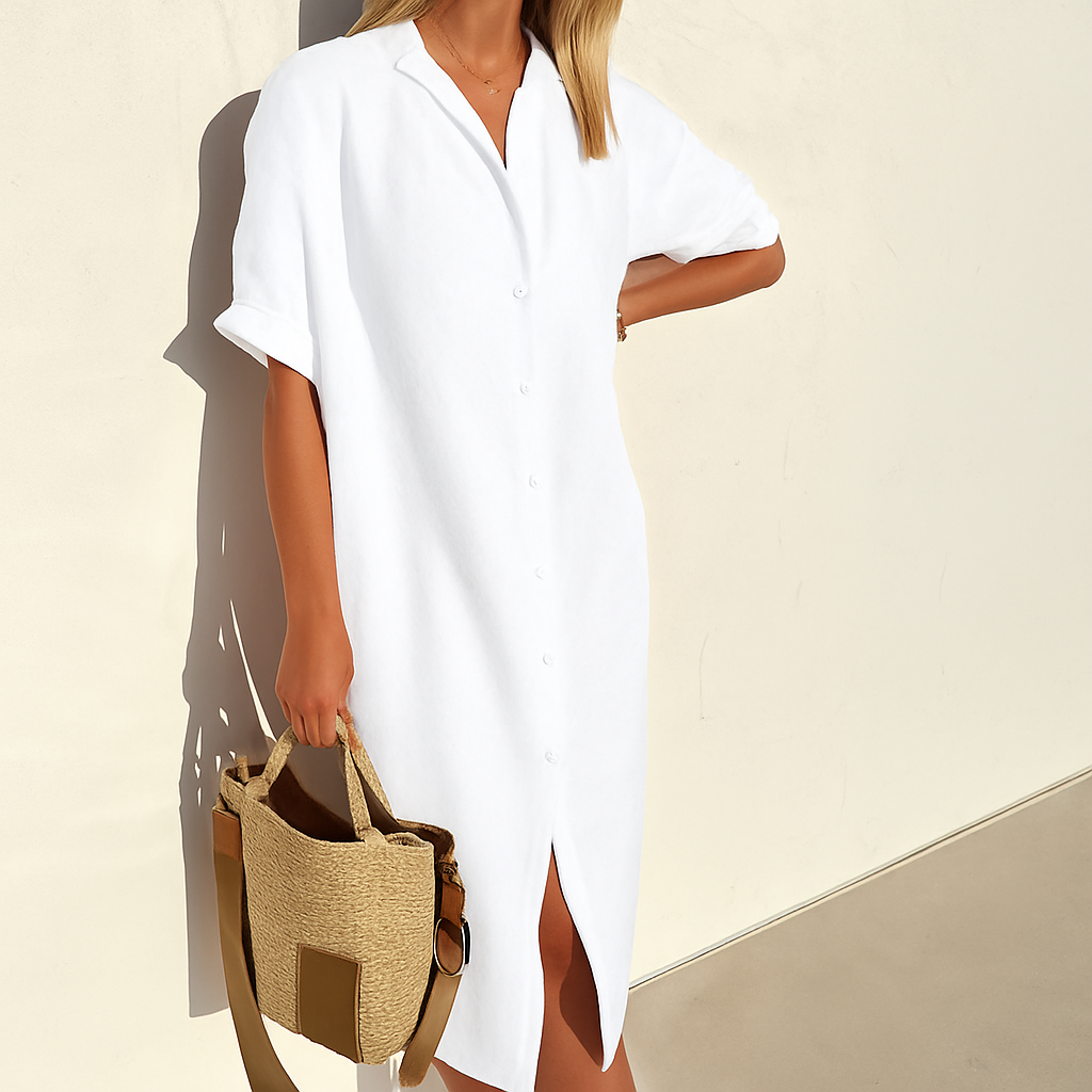 Estelle | Robe Chemise Midi à Boutons pour Femmes
