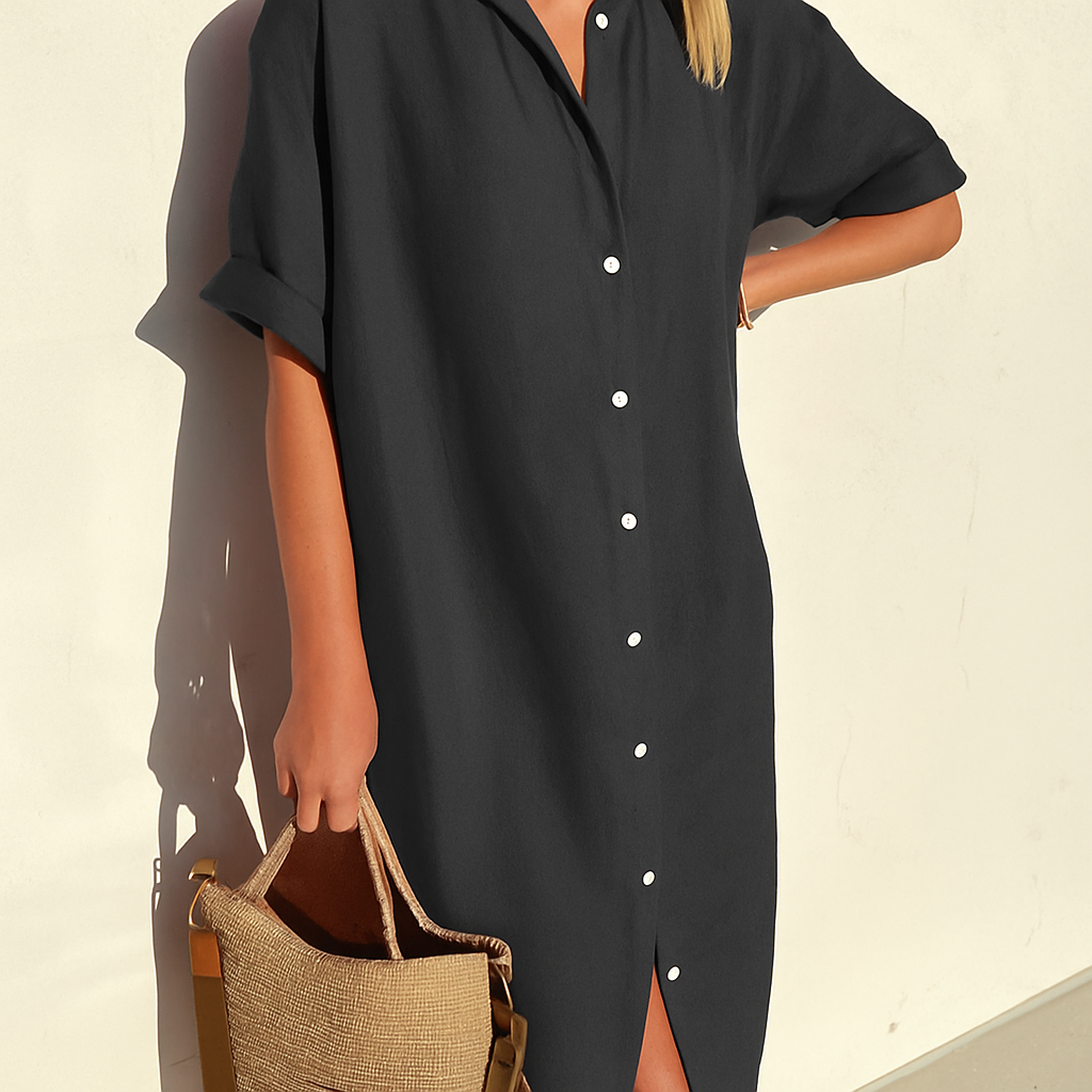 Estelle | Robe Chemise Midi à Boutons pour Femmes