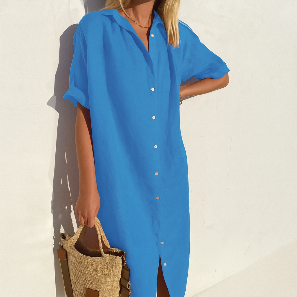 Estelle | Robe Chemise Midi à Boutons pour Femmes