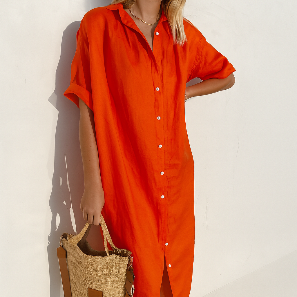 Estelle | Robe Chemise Midi à Boutons pour Femmes