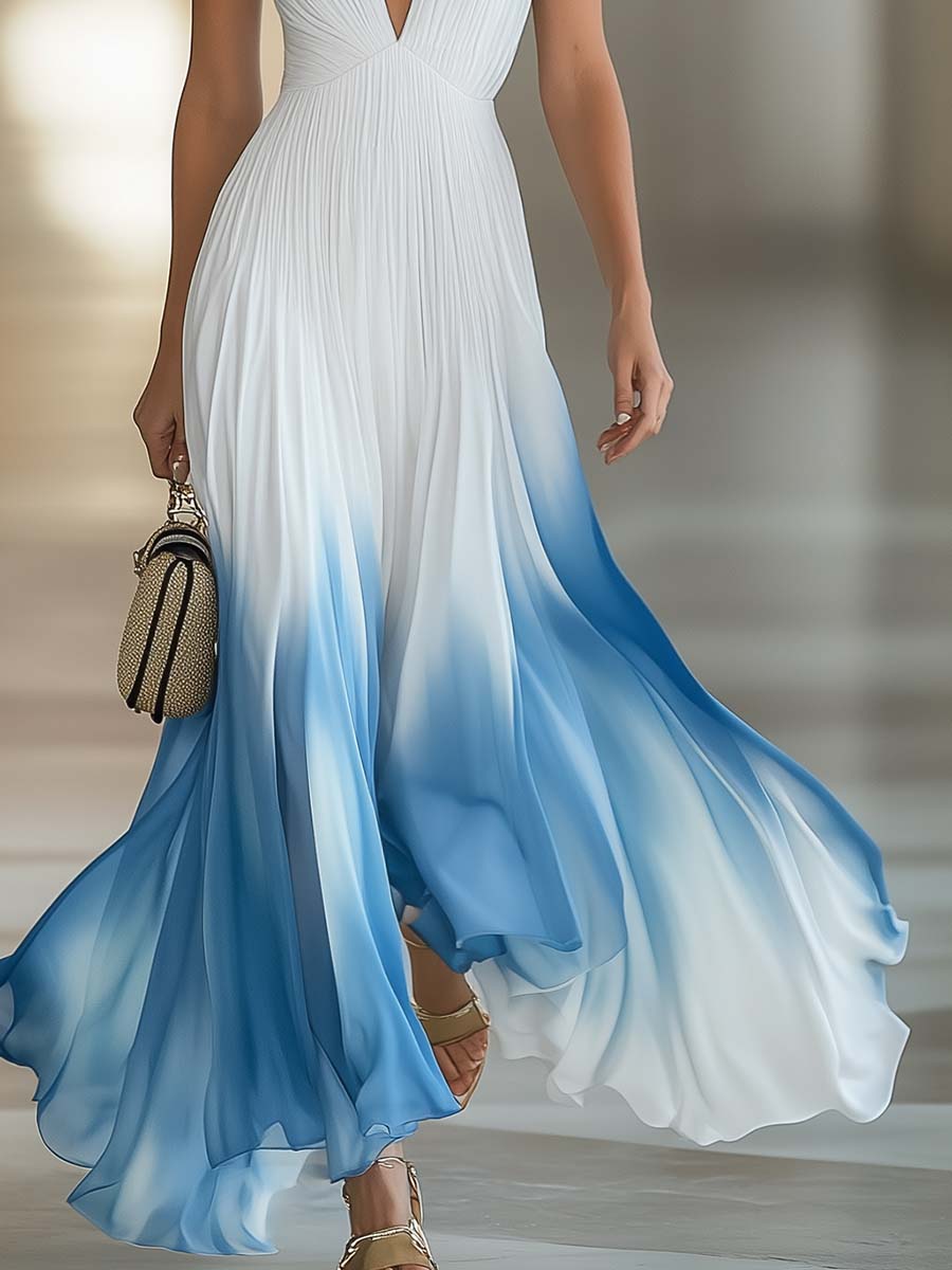 Evelina | Robe Maxi Dégradé à Col V pour Femmes