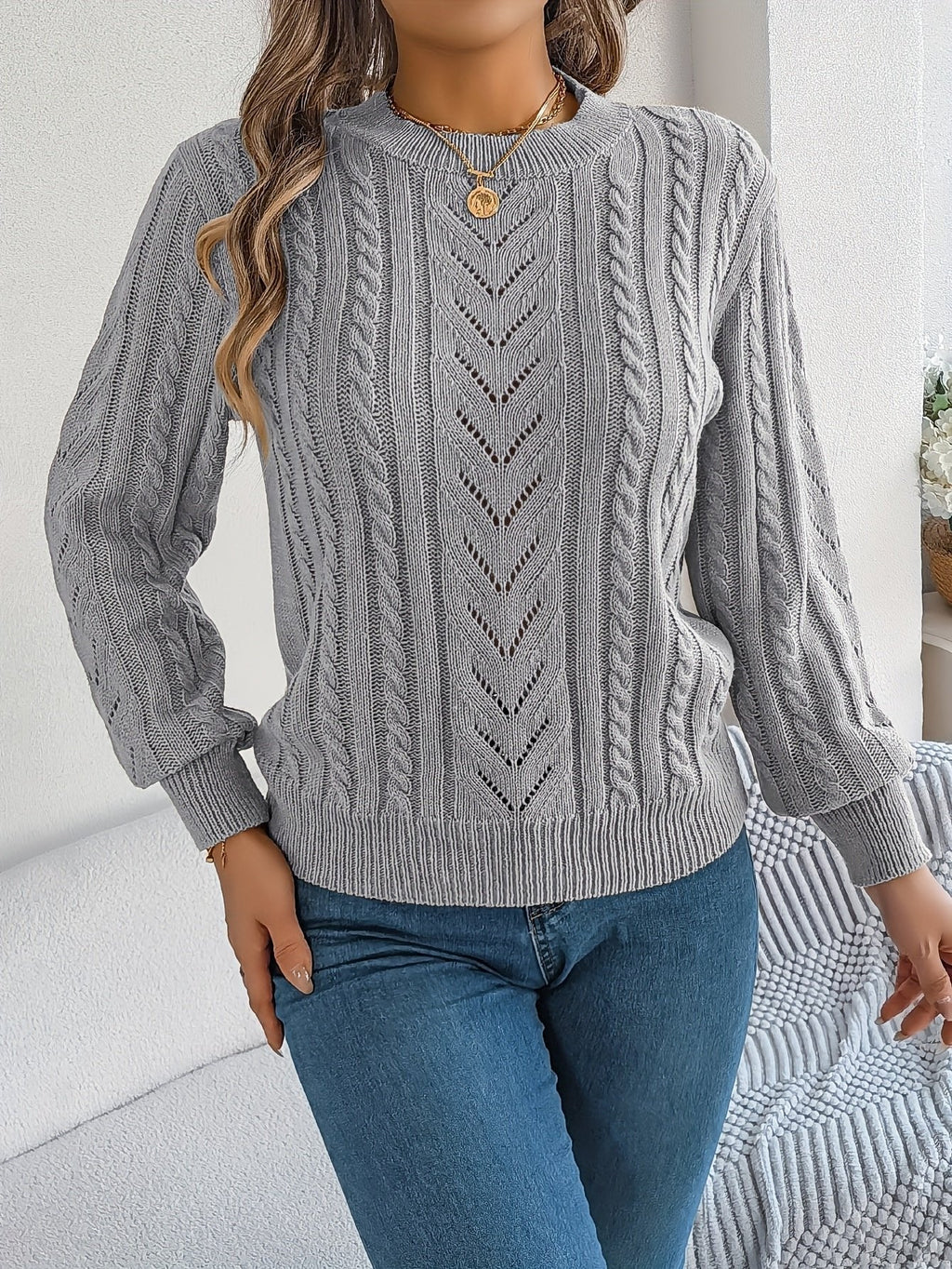 Laura | Pull en tricot à torsades classique et douillet avec col rond