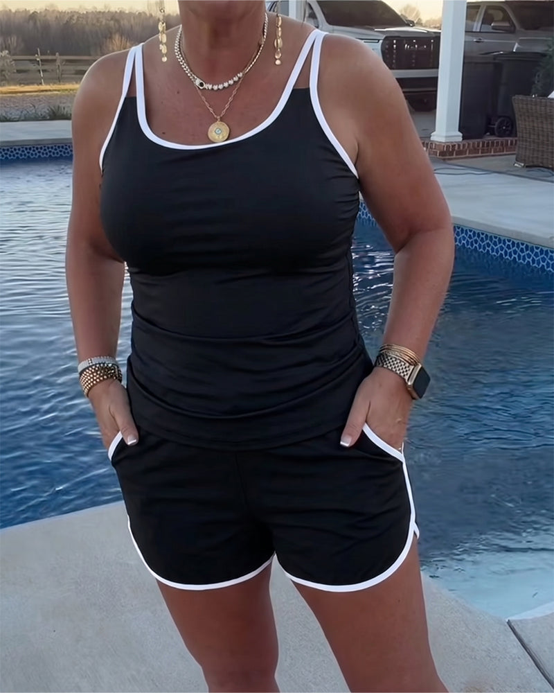Cybella | Tankini moderne avec garniture bicolore