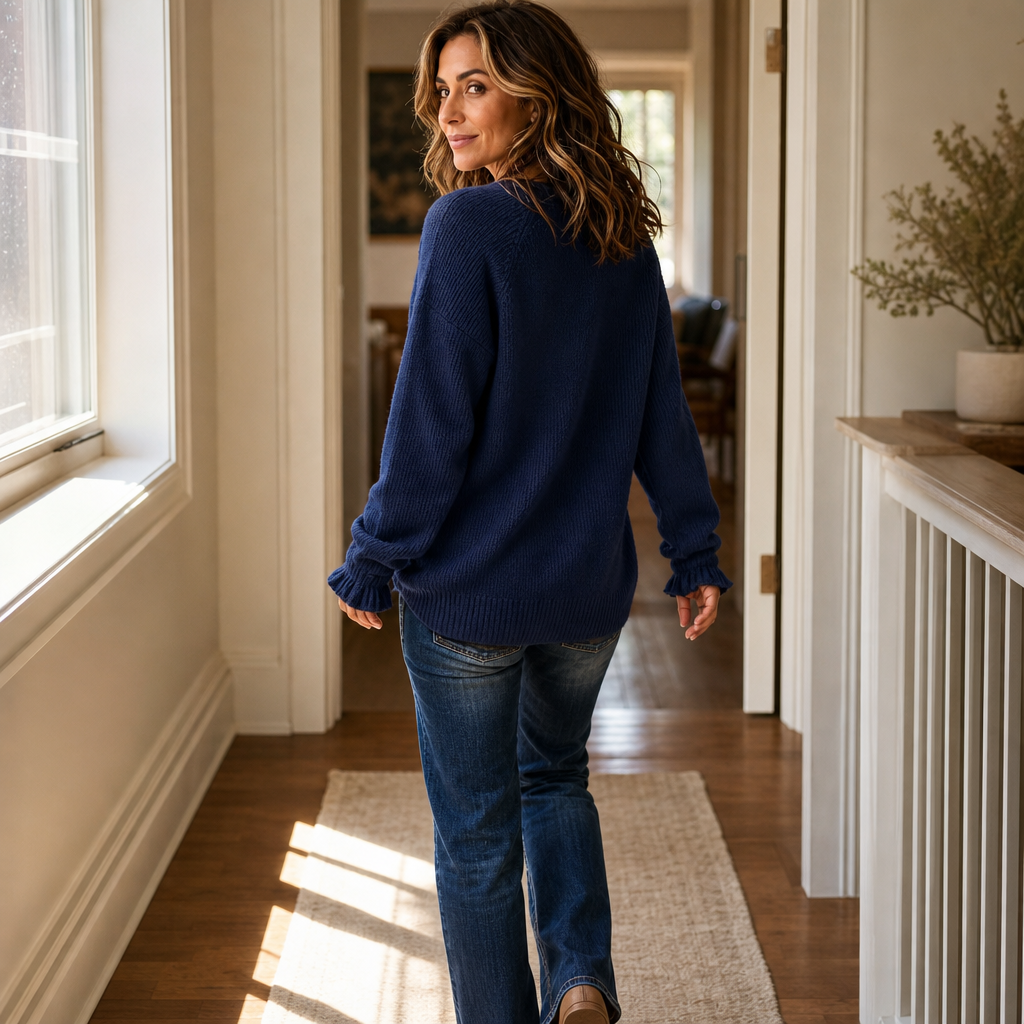 Selina | Pull en maille côtelée moderne et confortable avec décolleté en V
