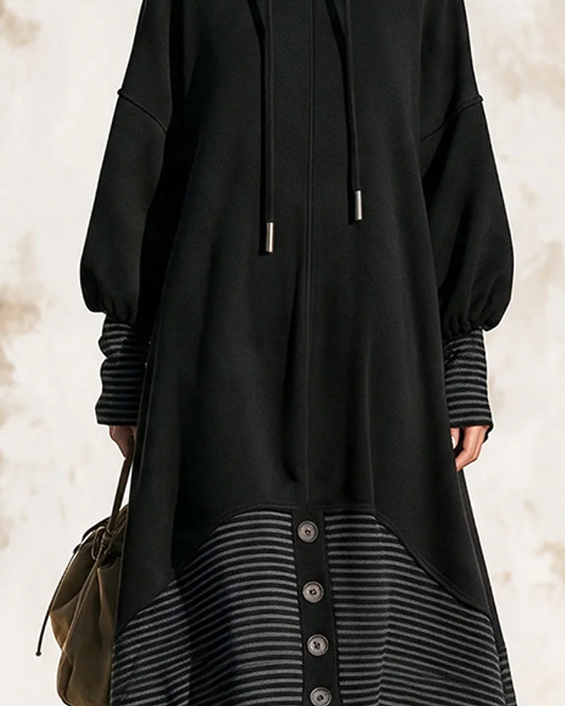 Robe à col roulé avec cordon et rayures