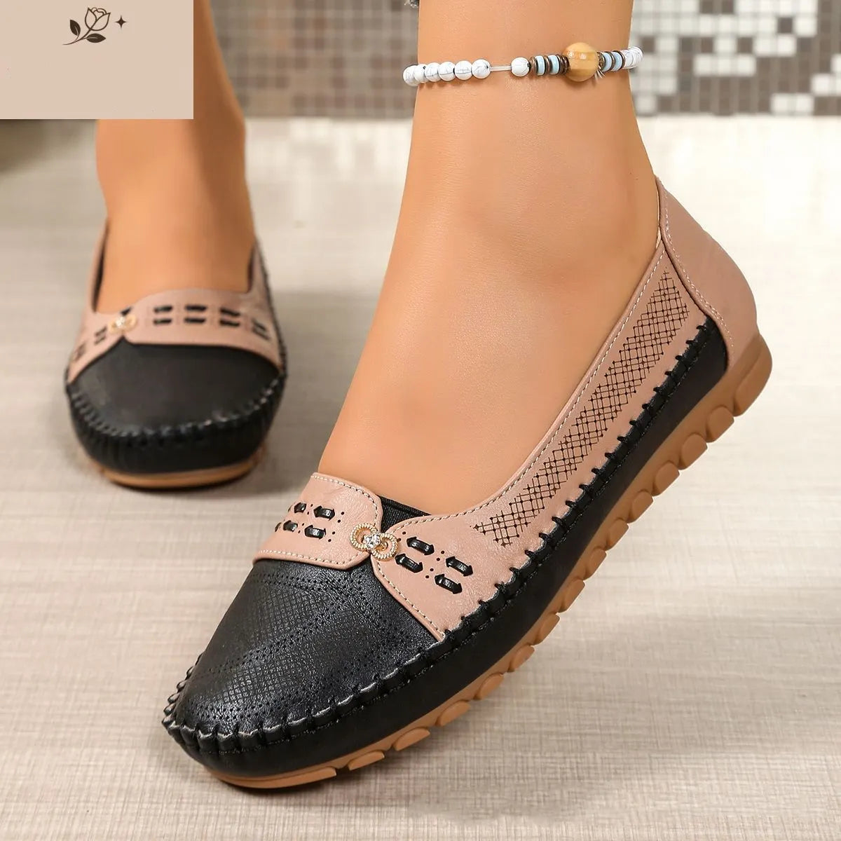Zasreen | Chaussures en cuir orthopédiques pour femmes avec découpes aérées