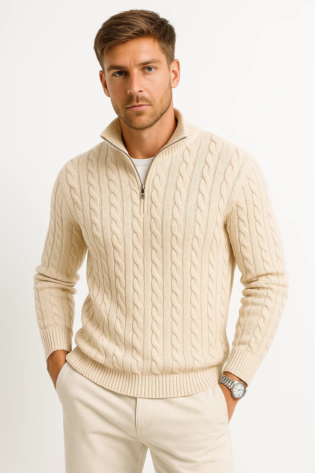 Henrik | Pull en Tricot Classique avec Zip Quart