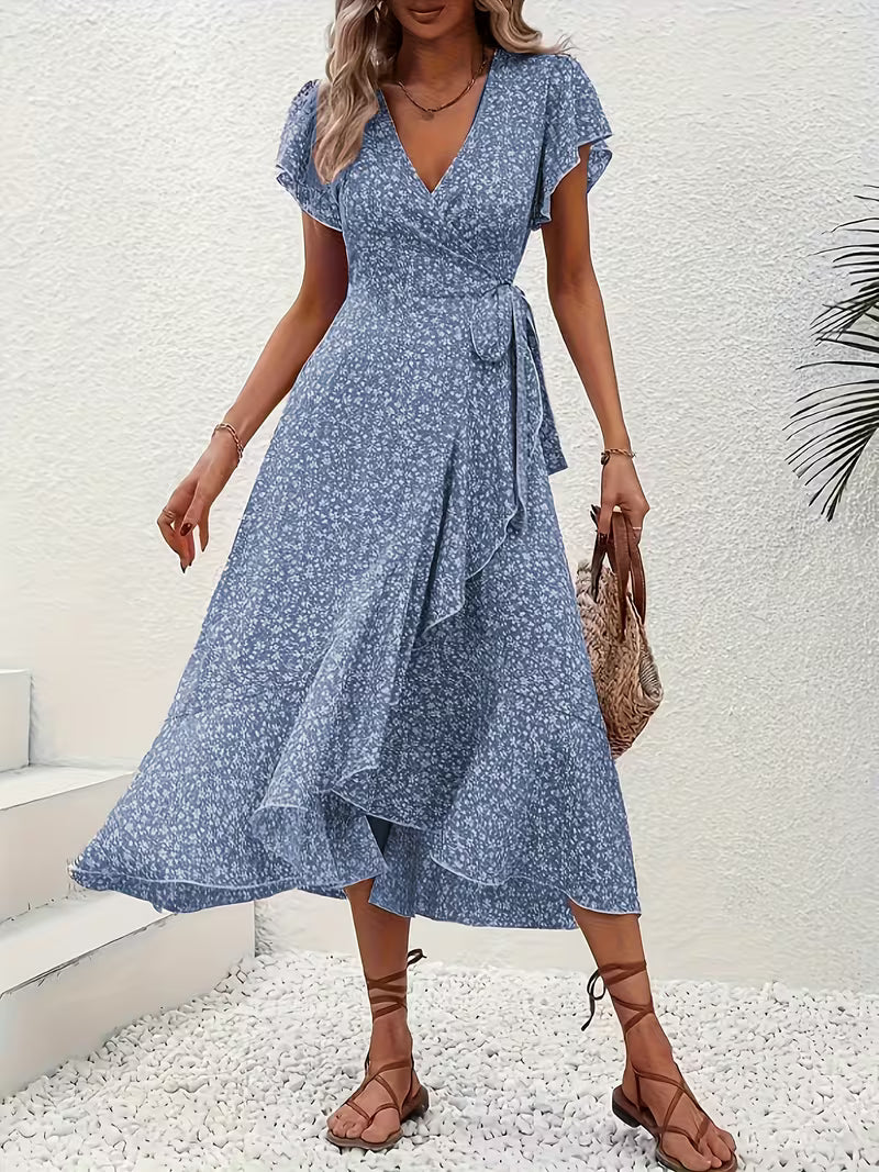 Elara | Robe portefeuille fluide et évasée